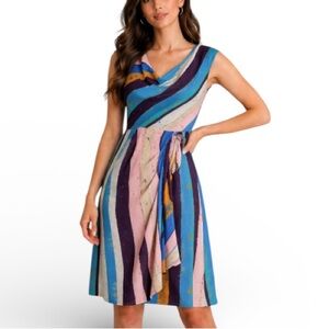 Plenty by Tracy Reese | Silk Multicolor Paint Stripe Print Mini Dress | Size 2